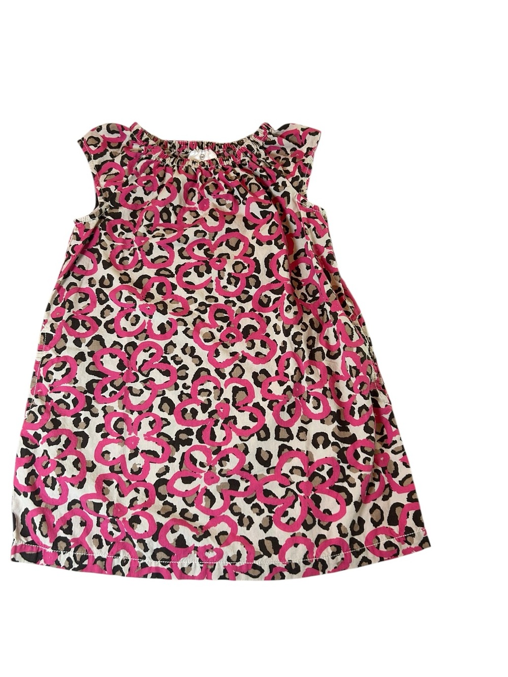 Hanna Andersson Girls’ Leopard Hot Pink Floral Cotton Dress 110 5 Years Pockets